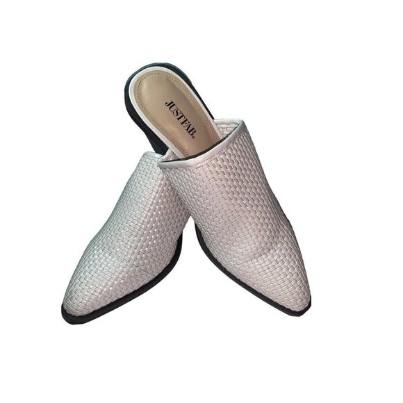 JustFab Womens Sz 8. 5 Subtle Sophisticate Mule Booties Slip On Woven Loafer - Picture 1 of 8